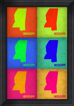 Framed Mississippi Pop Art Map 1 Print