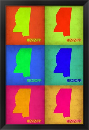 Framed Mississippi Pop Art Map 1 Print