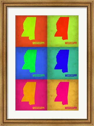 Framed Mississippi Pop Art Map 1 Print
