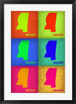 Framed Mississippi Pop Art Map 1 Print