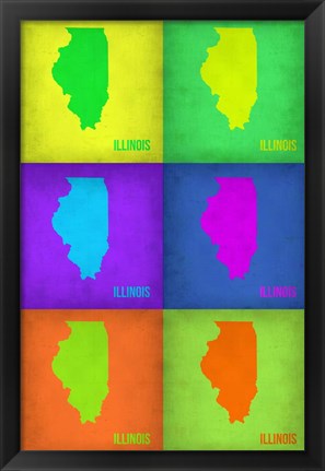 Framed Illinois Pop Art Map 1 Print