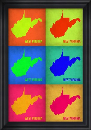 Framed West Virginia Pop Art Map 1 Print