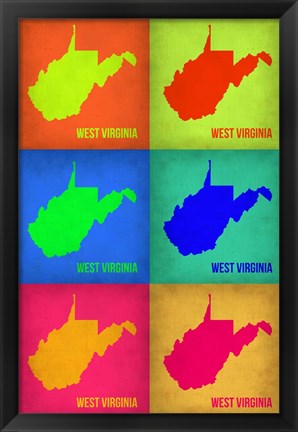 Framed West Virginia Pop Art Map 1 Print