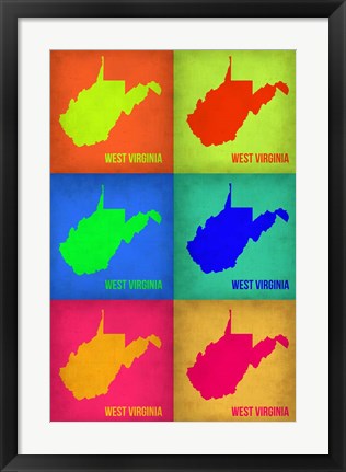 Framed West Virginia Pop Art Map 1 Print