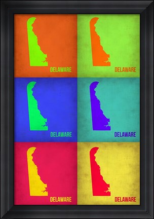 Framed Delaware Pop Art Map 1 Print
