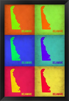 Framed Delaware Pop Art Map 1 Print