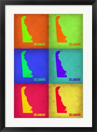 Framed Delaware Pop Art Map 1 Print