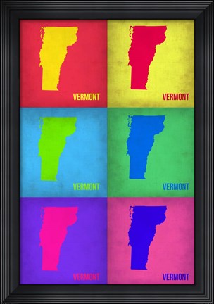 Framed Vermont Pop Art Map 1 Print