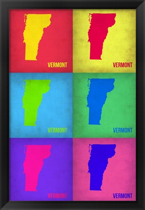 Framed Vermont Pop Art Map 1 Print