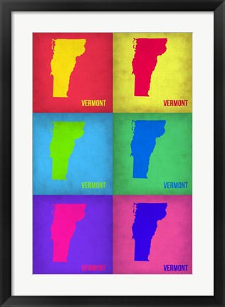 Framed Vermont Pop Art Map 1 Print