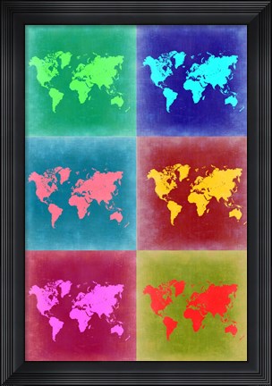 Framed World Map Pop Art 4 Print