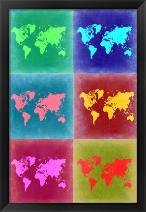 Framed World Map Pop Art 4 Print