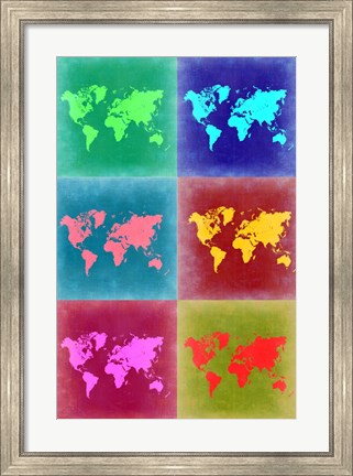 Framed World Map Pop Art 4 Print