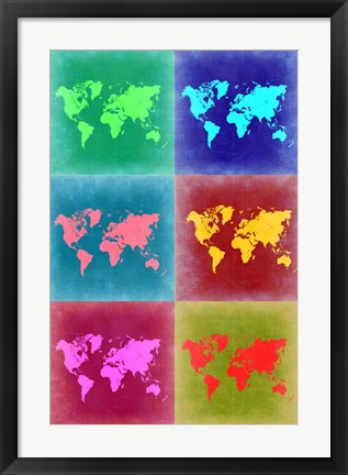 Framed World Map Pop Art 4 Print