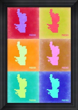 Framed Phoenix Pop Art Map 3 Print