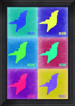 Framed Miami Pop Art Map 3 Print