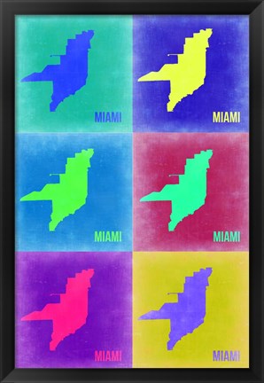 Framed Miami Pop Art Map 3 Print