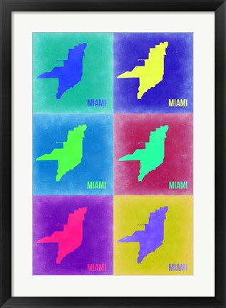 Framed Miami Pop Art Map 3 Print