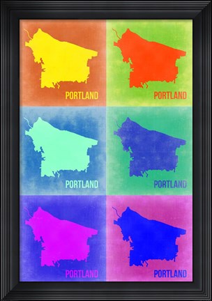 Framed Portland Pop Art Map 3 Print