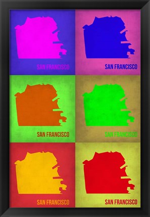 Framed San Francisco Pop Art Map 3 Print