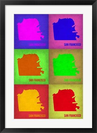 Framed San Francisco Pop Art Map 3 Print