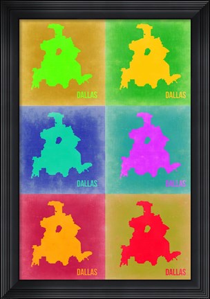 Framed Dallas Pop Art Map 3 Print