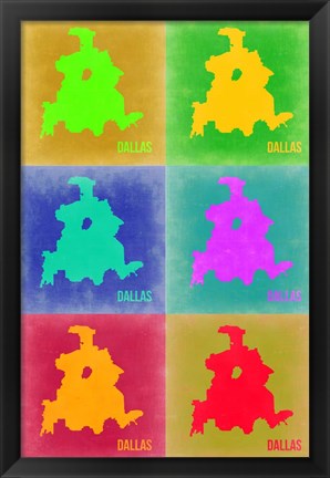 Framed Dallas Pop Art Map 3 Print