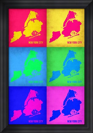 Framed New York City Pop Art Map 3 Print