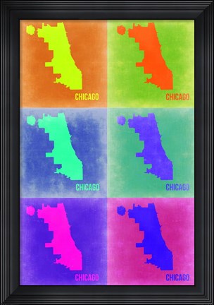 Framed Chicago Pop Art Map 3 Print