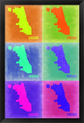 Framed Chicago Pop Art Map 3 Print