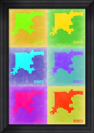 Framed Denver Pop Art Map 3 Print