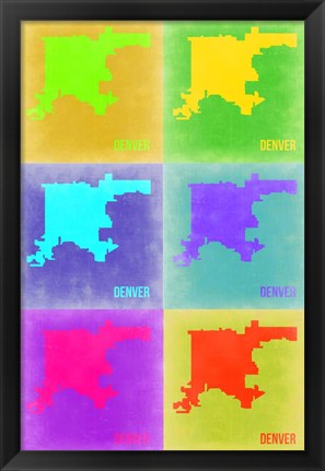 Framed Denver Pop Art Map 3 Print