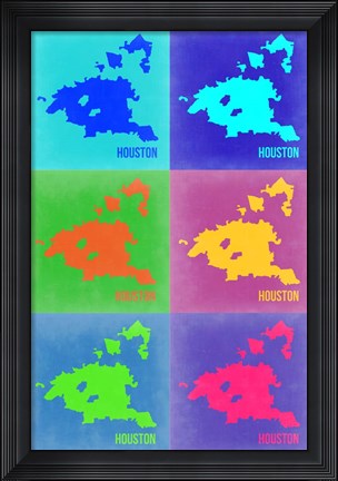 Framed Houston Pop Art Map 3 Print