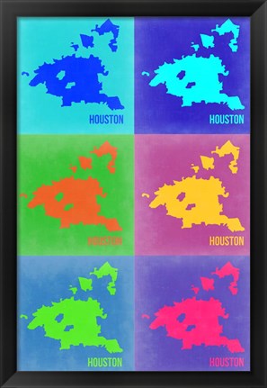 Framed Houston Pop Art Map 3 Print