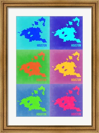 Framed Houston Pop Art Map 3 Print