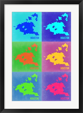 Framed Houston Pop Art Map 3 Print