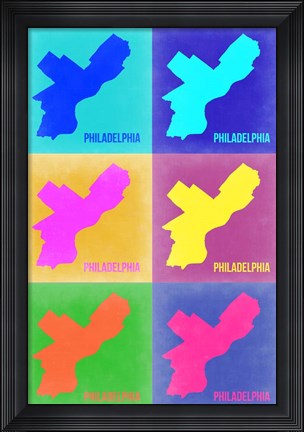 Framed Philadelphia Pop Art Map 3 Print