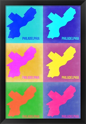 Framed Philadelphia Pop Art Map 3 Print