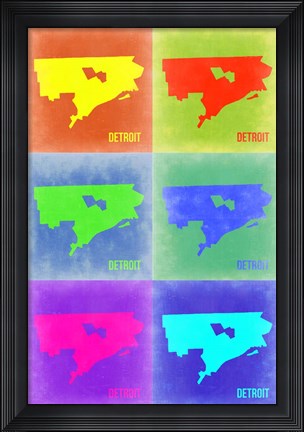 Framed Detroit Pop Art Map 3 Print