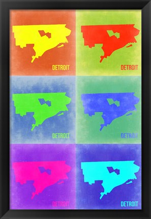 Framed Detroit Pop Art Map 3 Print