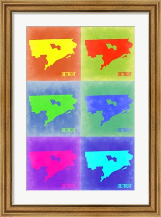 Framed Detroit Pop Art Map 3 Print