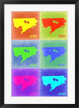 Framed Detroit Pop Art Map 3 Print