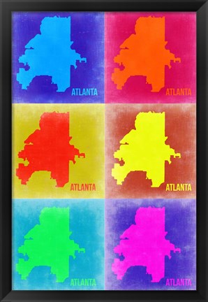 Framed Atlanta Pop Art Map 3 Print