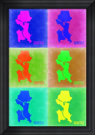 Framed Seattle Pop Art Map 3 Print