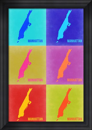 Framed Manhattan Pop Art Map 3 Print