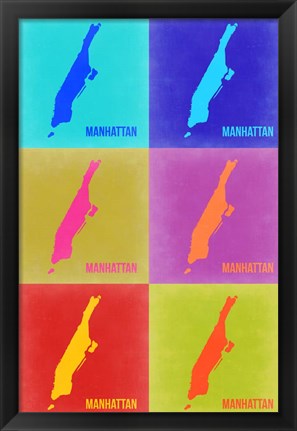 Framed Manhattan Pop Art Map 3 Print