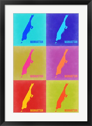 Framed Manhattan Pop Art Map 3 Print