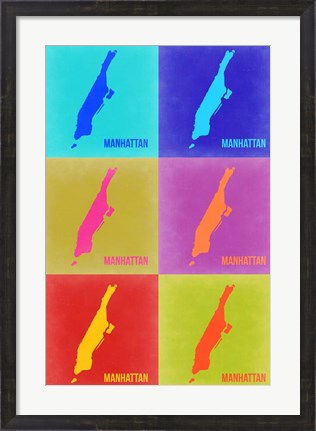 Framed Manhattan Pop Art Map 3 Print