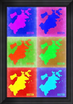 Framed Boston Pop Art Map 3 Print