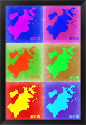 Framed Boston Pop Art Map 3 Print